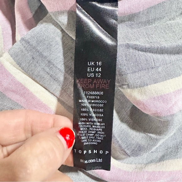 Topshop Stripe Knot Front Long Sleeve Minidress in Black Size 12 - NWT - Picture 9 of 9